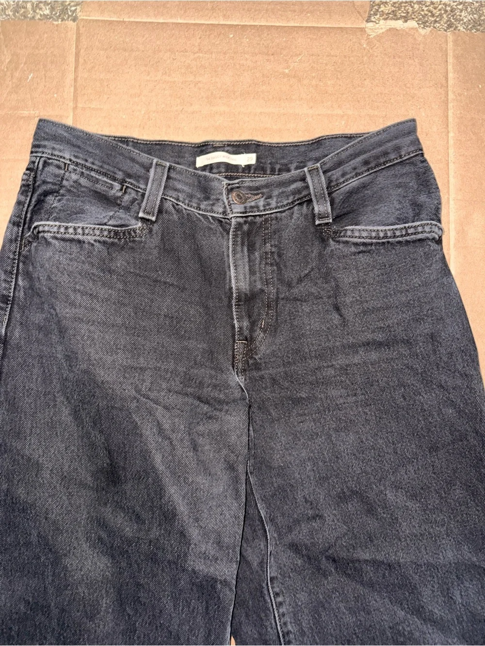 Levi’s 94 Baggy Wide Leg Jeans Black Wash High Rise W29 L31 100% Cotton - Picture 4 of 11